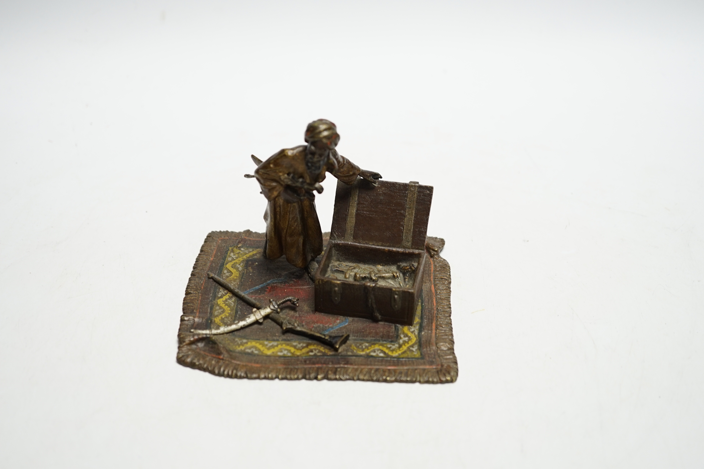 An Austrian cold painted bronze of a Turkish weapons trader, probably Bergman, 9cm high